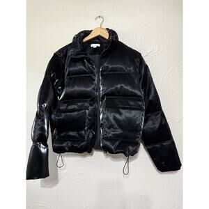 Topshop Sheen Puffer Jacket Womens US 6 Cropped Removable Sleeves